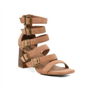 NEW CORKYS FOOTWEAR women's buckle down heel sandals in camel